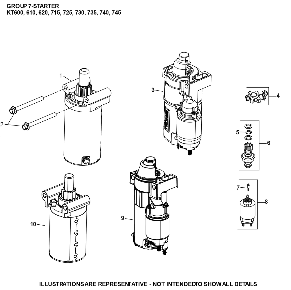 Kt725-3108 Starting Diagram and Parts List for KT725-3108  Cub Cadet Engine